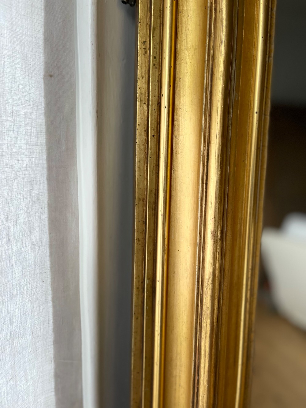 Large antique French gilt leaner mirror View IV