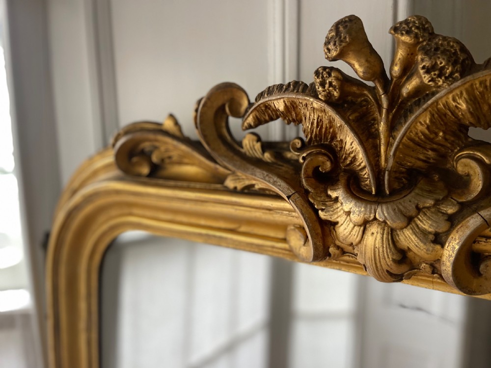 Large antique French gilt leaner mirror View V