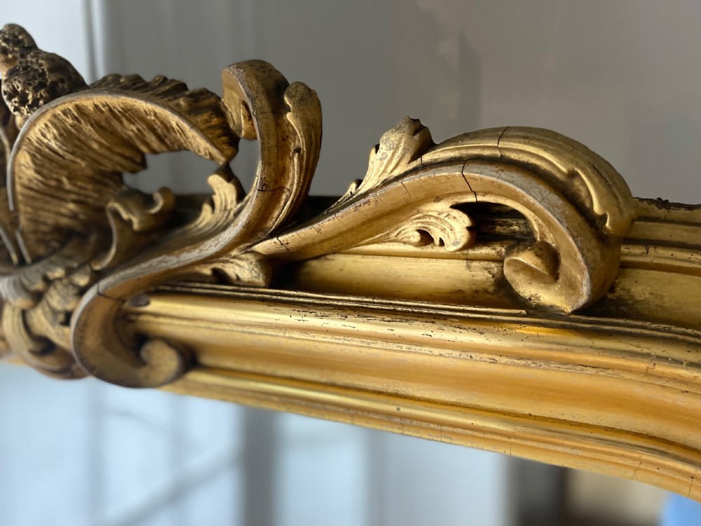 Large antique French gilt leaner mirror View VII