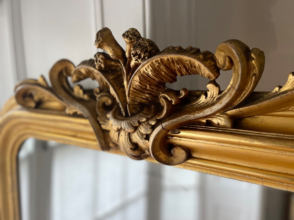 Large antique French gilt leaner mirror View IX