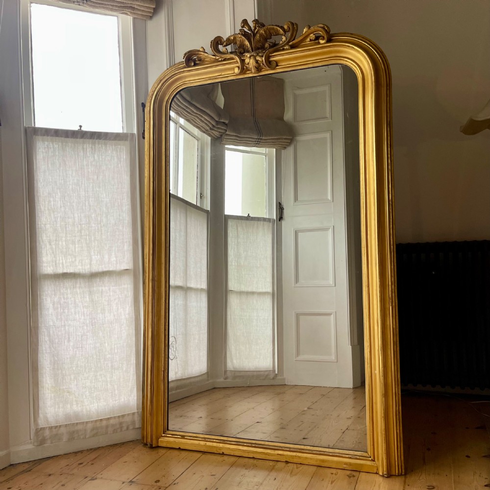Large antique French gilt leaner mirror View X