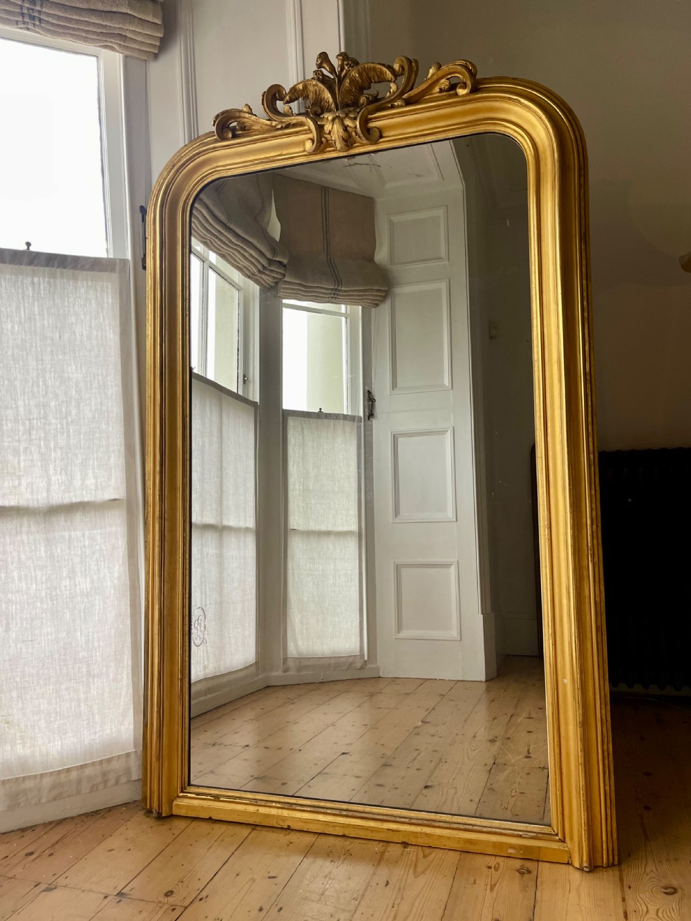 Large antique French gilt leaner mirror View XI