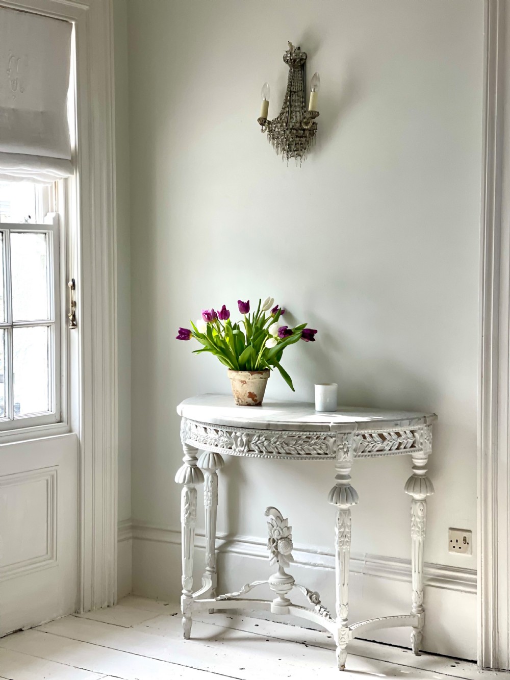 Large antique French marble Louis XVI console View II