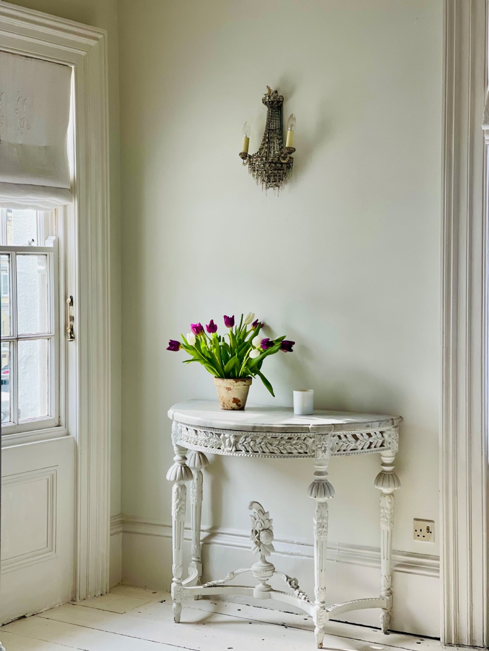 Large antique French marble Louis XVI console View V