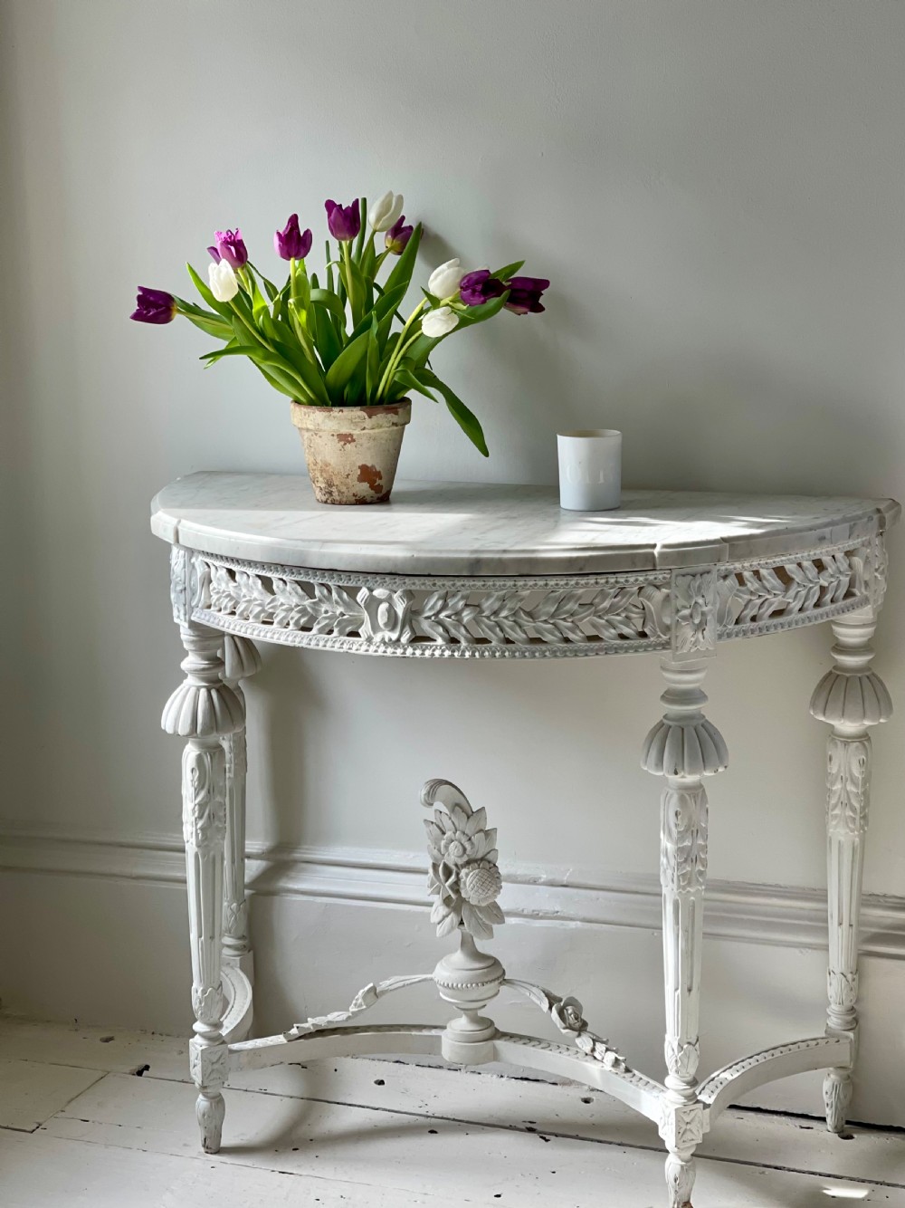 Large antique French marble Louis XVI console View VII