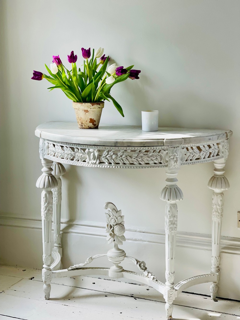 Large antique French marble Louis XVI console View IX