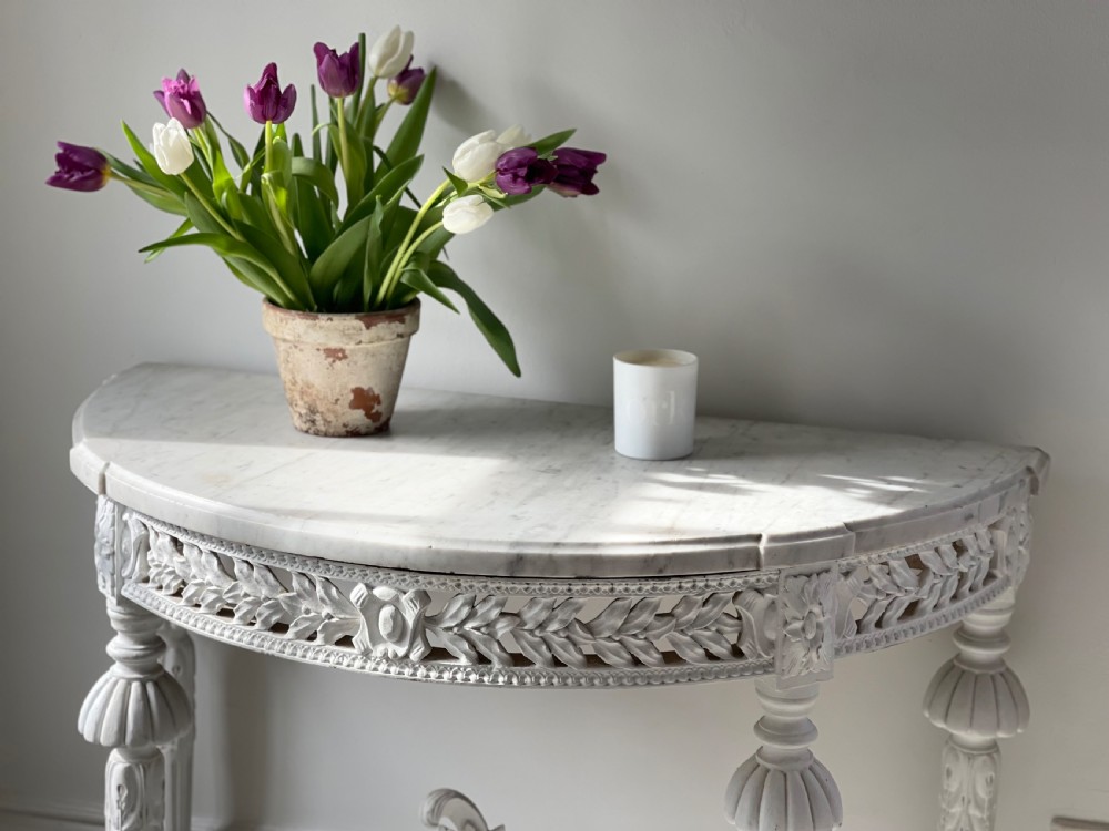 Large antique French marble Louis XVI console View XV