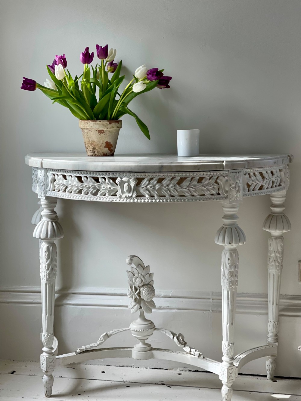 Large antique French marble Louis XVI console View XVIII