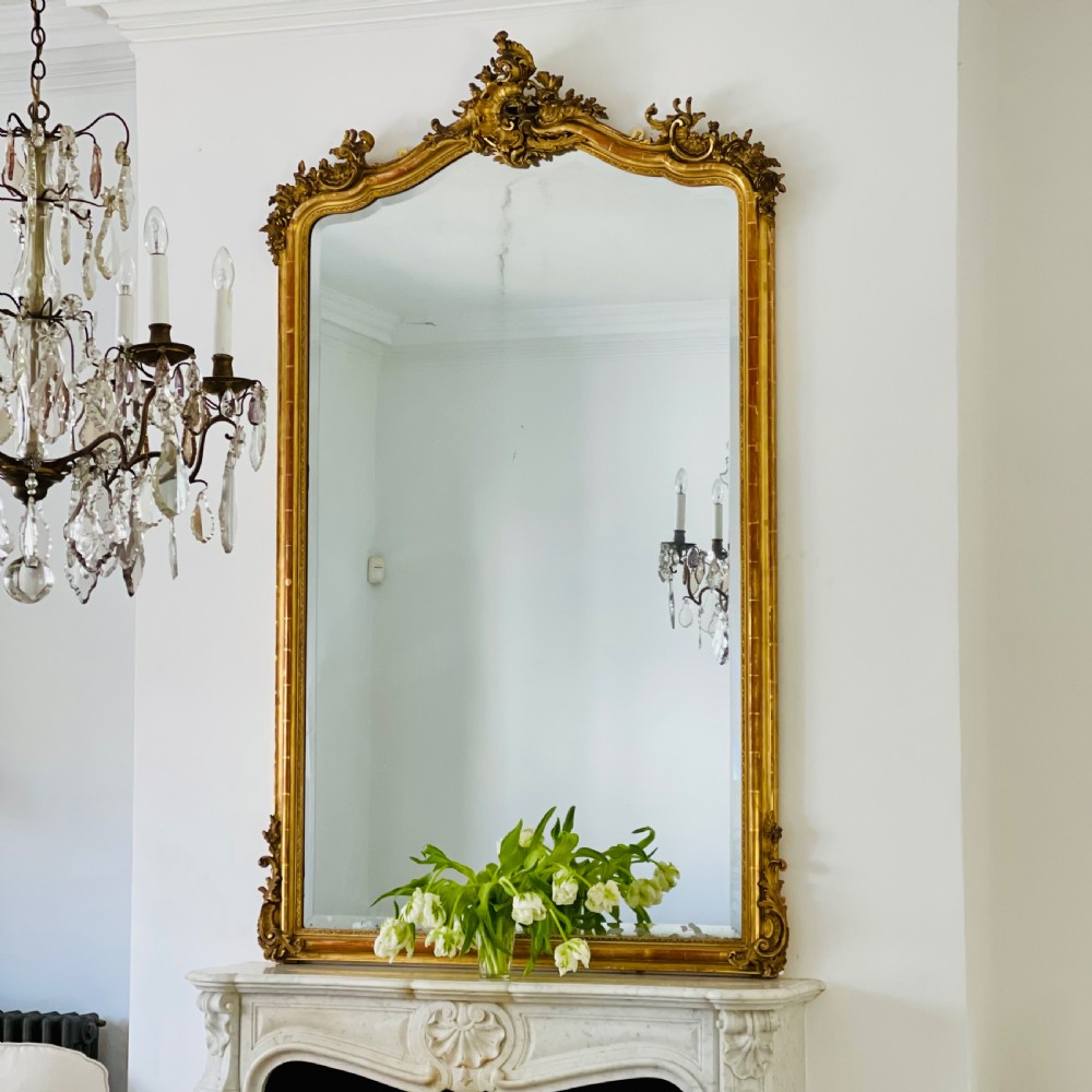 Large antique French gilt mirror c1820