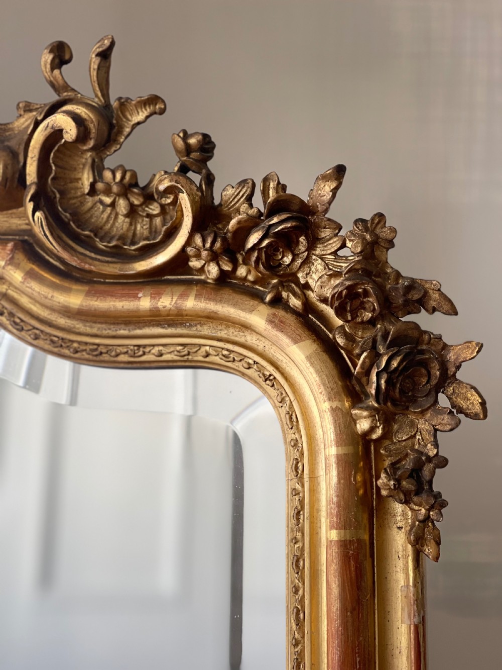 Large antique French gilt mirror c1820 View III