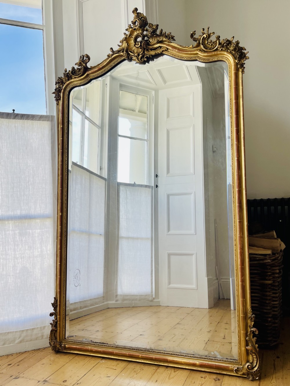 Large antique French gilt mirror c1820 View V