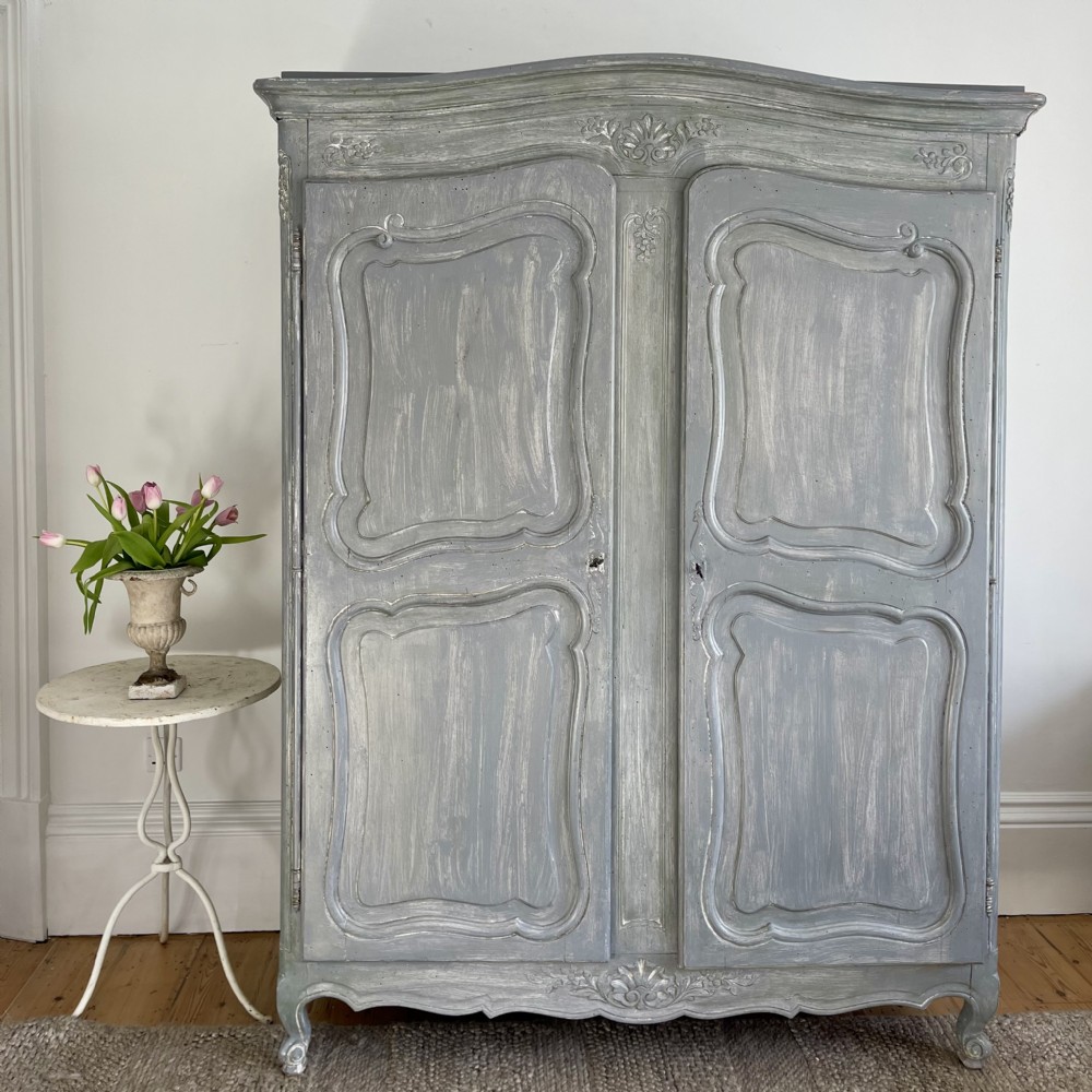 Antique French Provencal Armoire Wardrobe with hanging rail