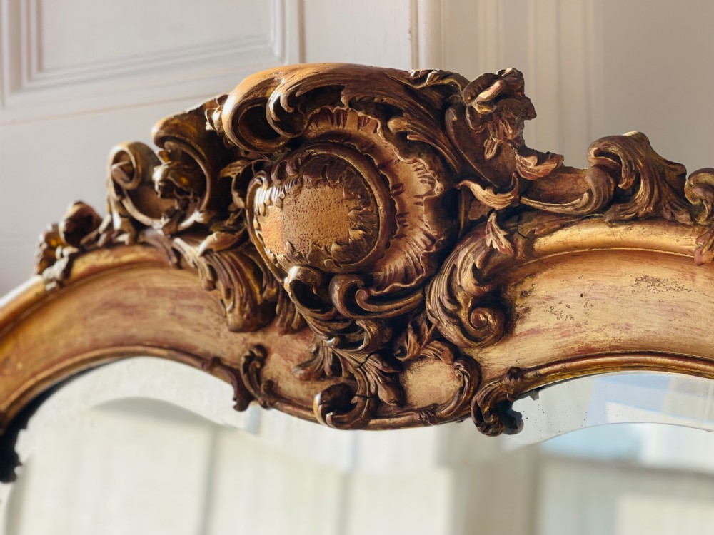 Large Antique French gilt Louis XV mirror - bevelled glass View IV