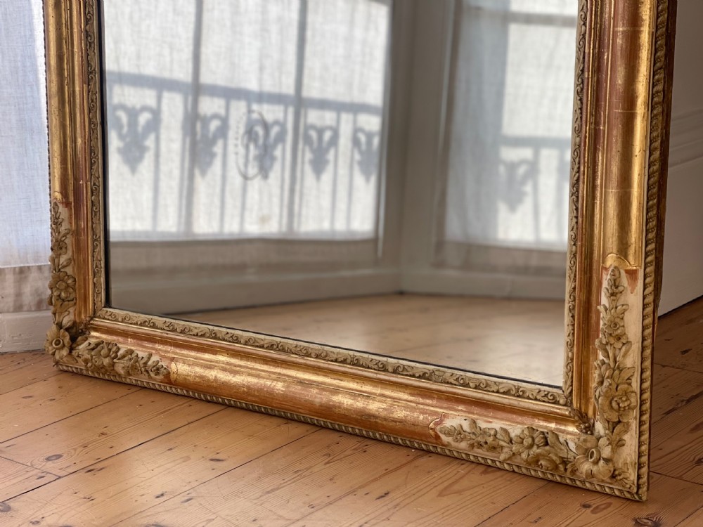  Large antique French gilt and bare gesso Louis Philippe mirror - mercury glass 
 View VIII