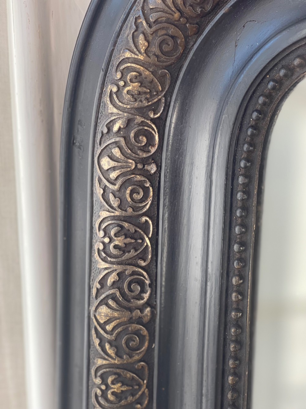 Large antique French and gilt ebonised mirror  View VI