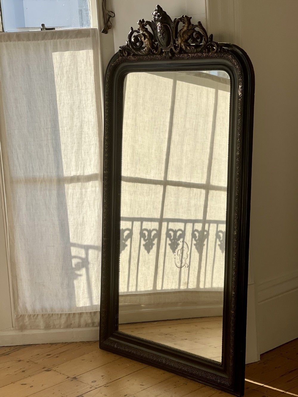 Large antique French and gilt ebonised mirror  View VIII