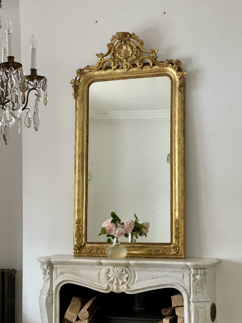 Large antique French gilt mirror 