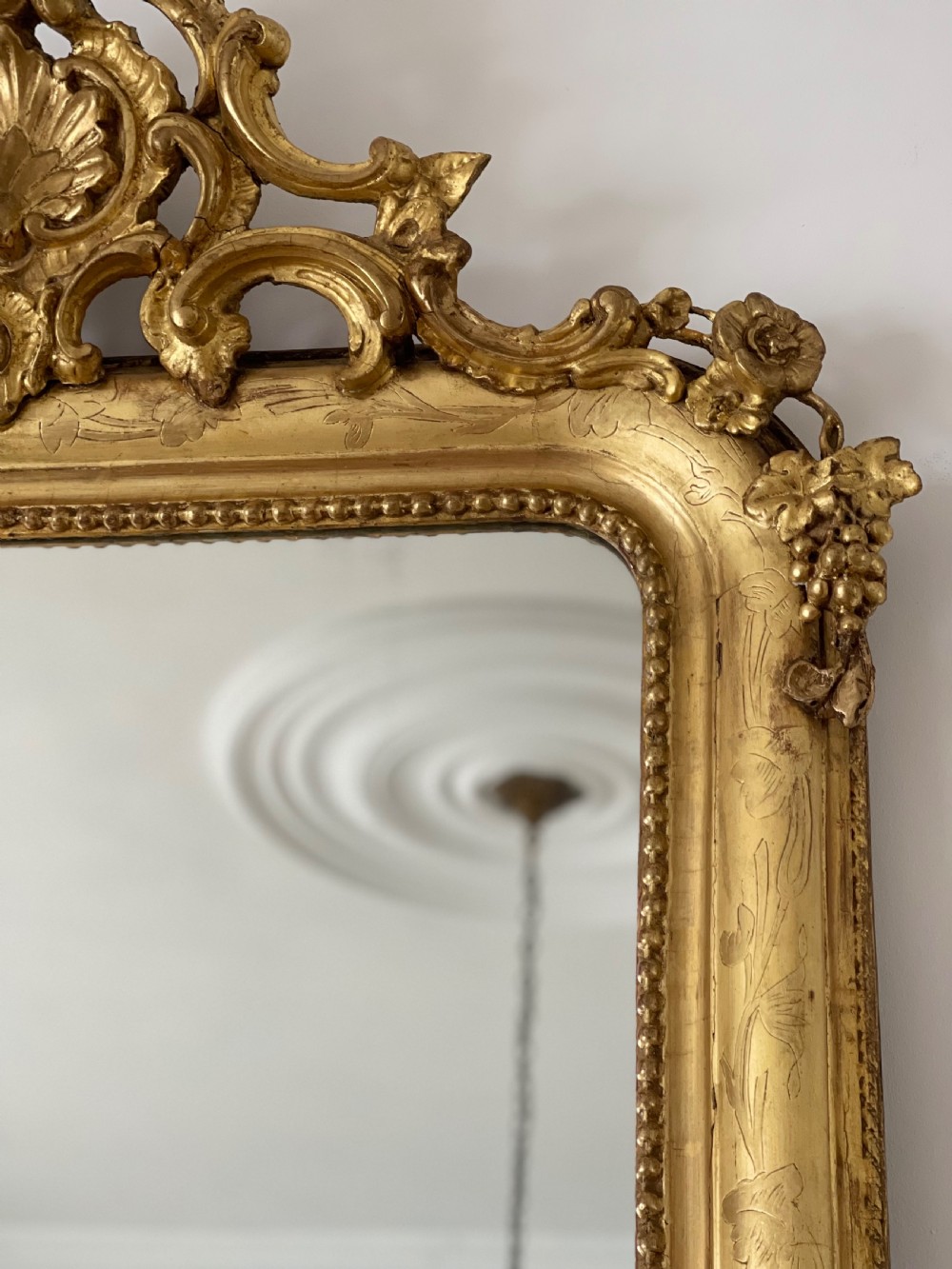 Large antique French gilt mirror  View V