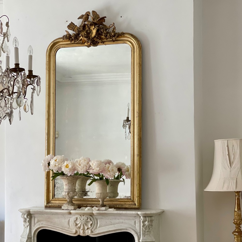 Antique French gilt bird mirror 