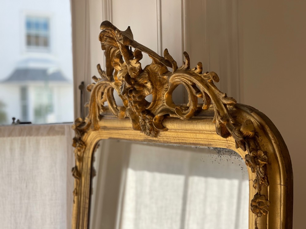 Large antique French gilt grapes mirror  View II