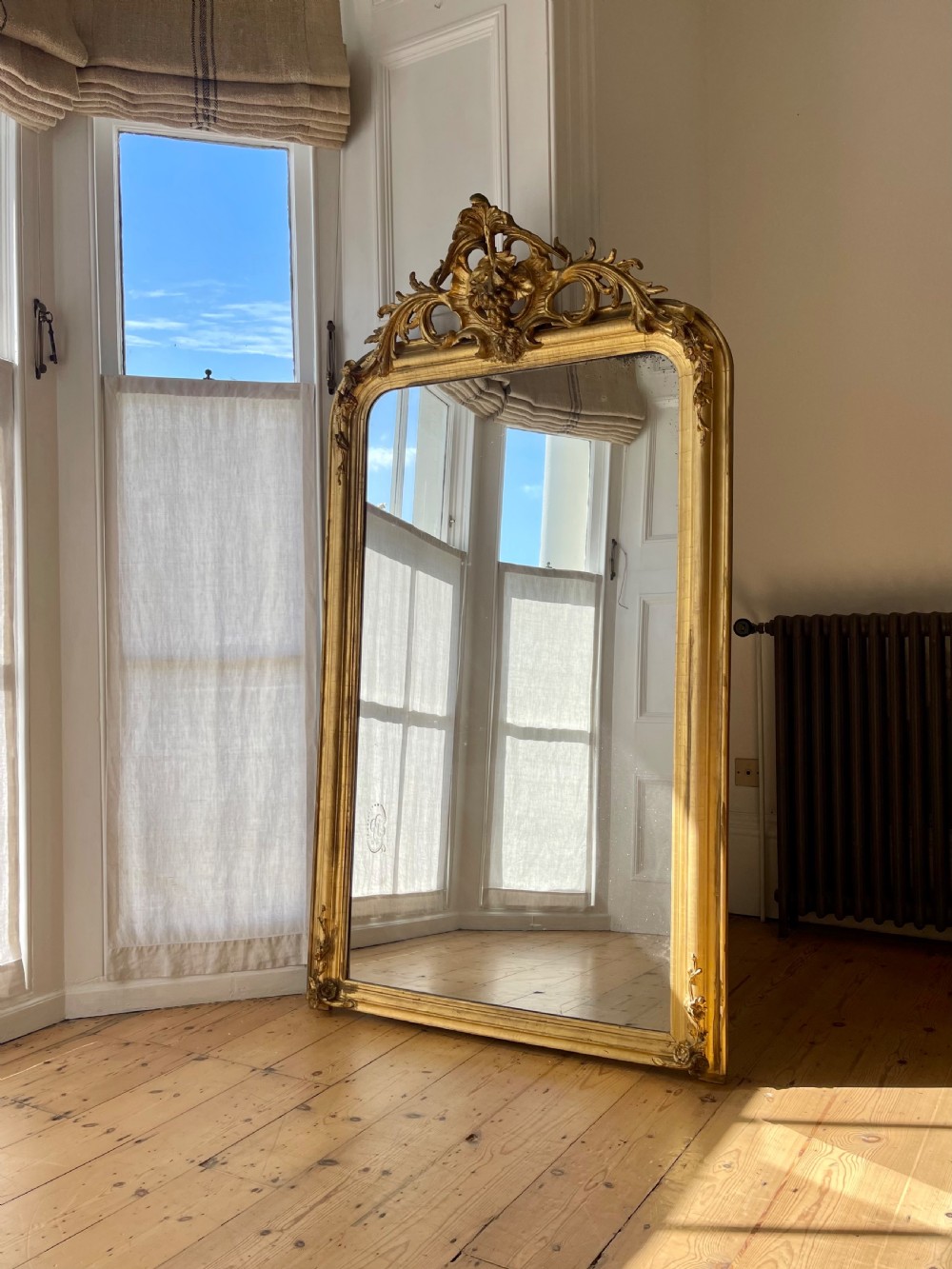 Large antique French gilt grapes mirror  View IV