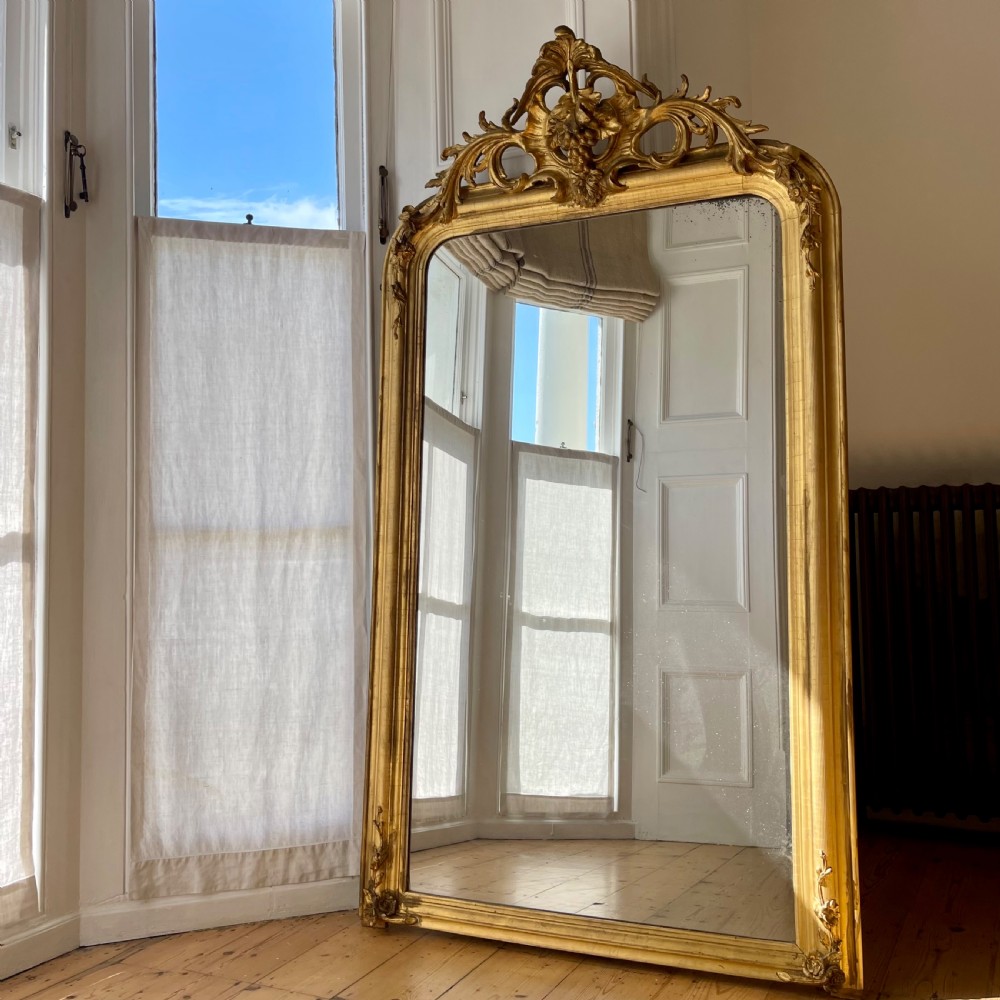 Large antique French gilt grapes mirror  View V