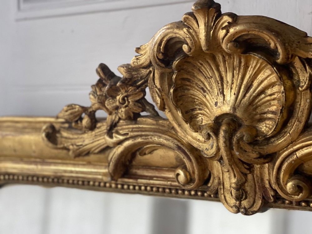 Antique French gilt crested mirror View III