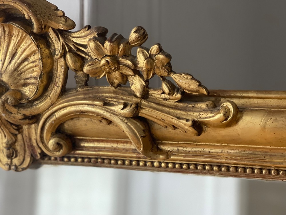 Antique French gilt crested mirror View IV