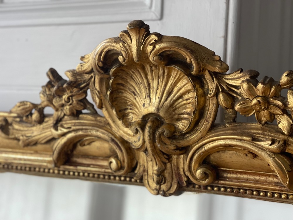 Antique French gilt crested mirror View V