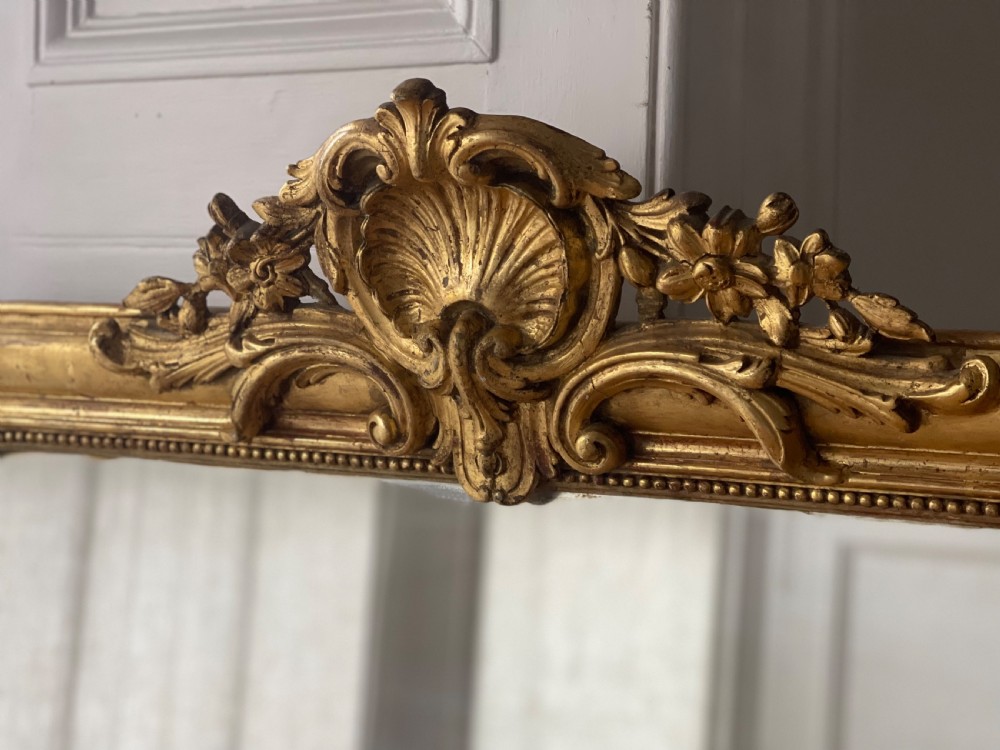 Antique French gilt crested mirror View VI