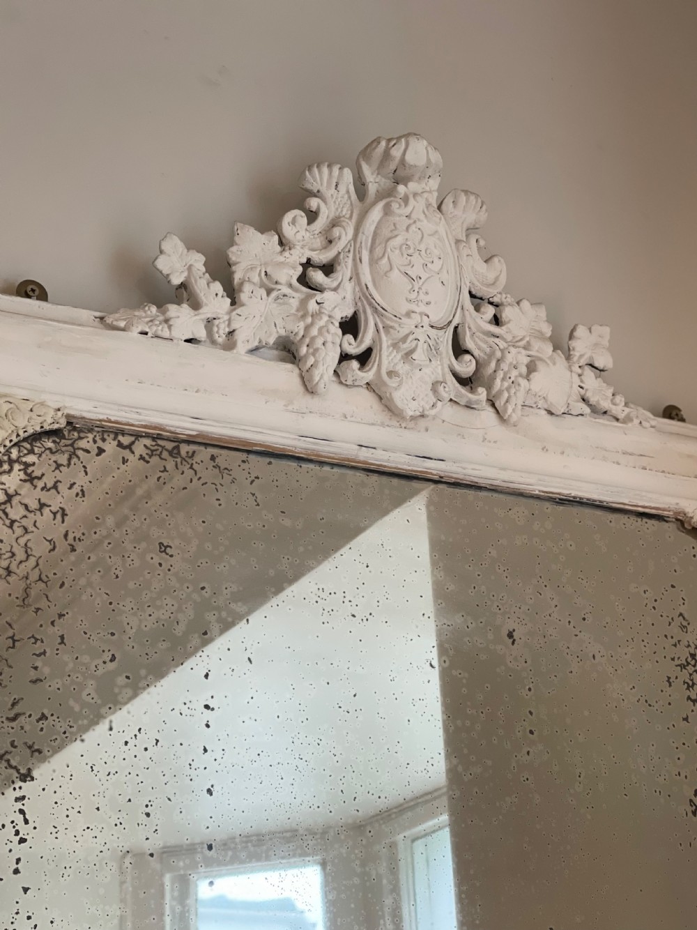 Large Antique French painted mirror  View II
