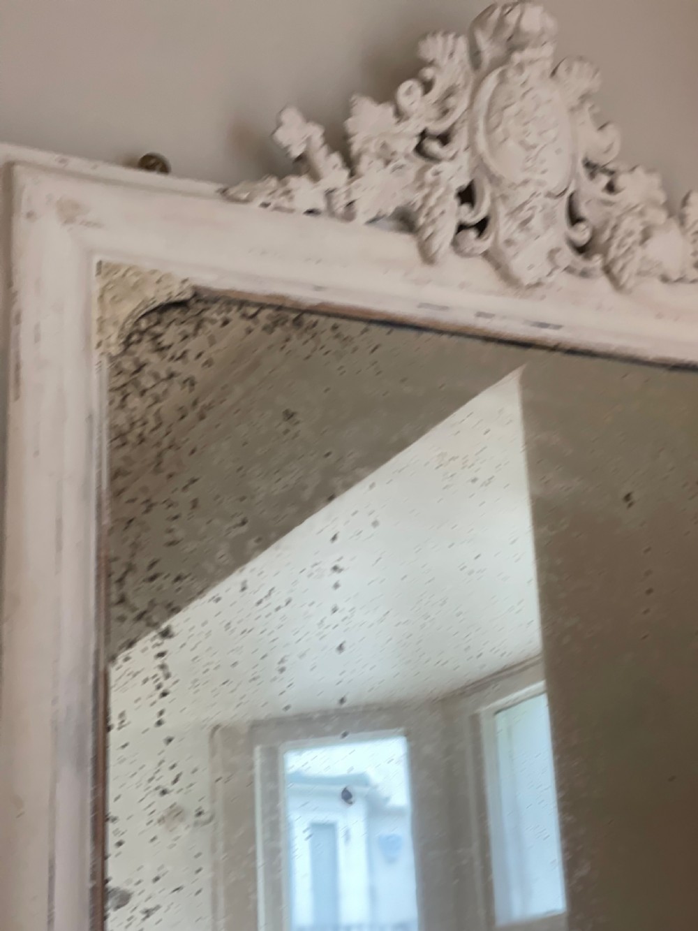 Large Antique French painted mirror  View III