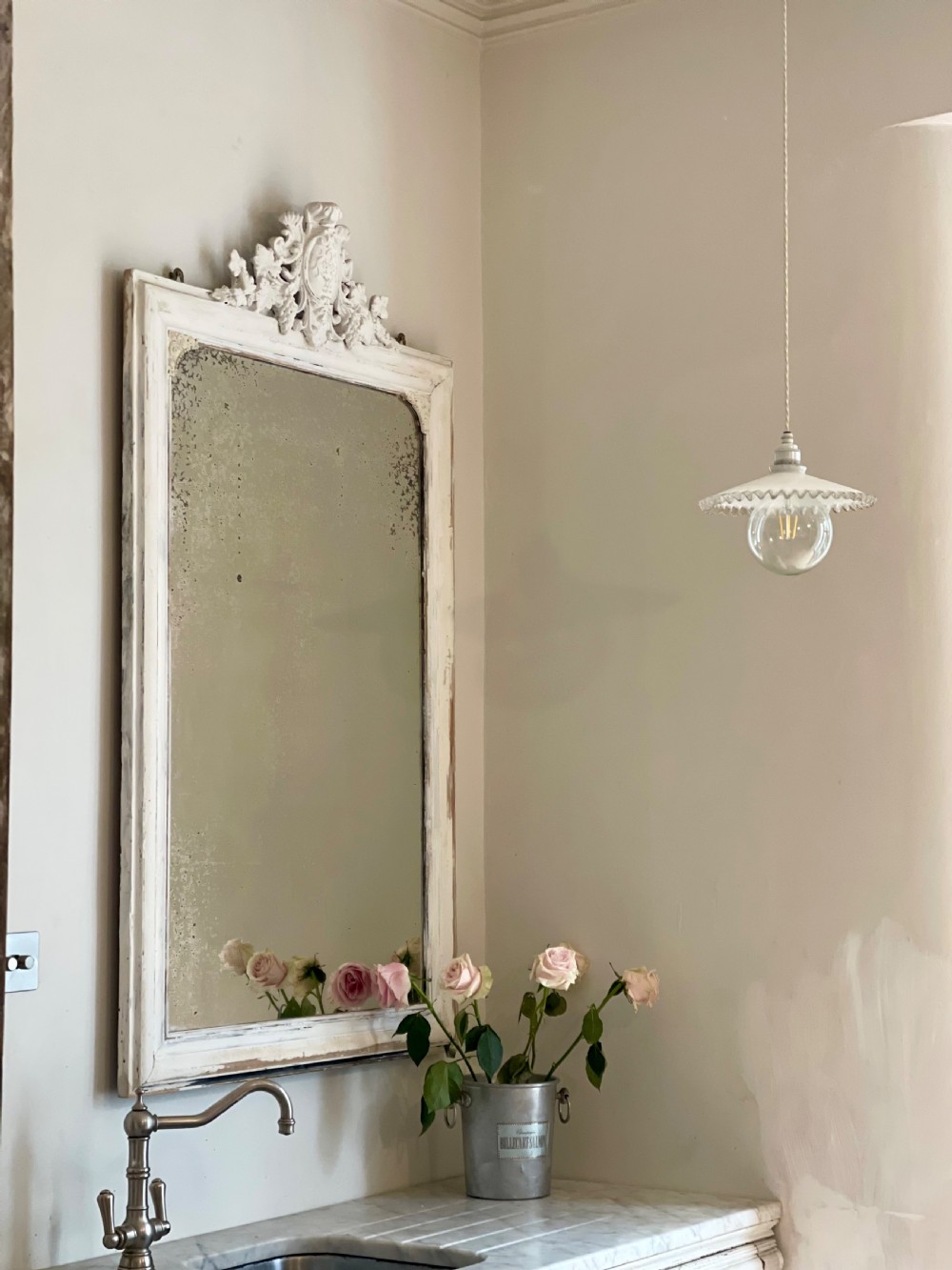 Large Antique French painted mirror  View VI