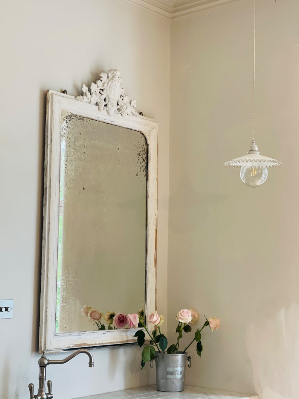 Large Antique French painted mirror  View VII