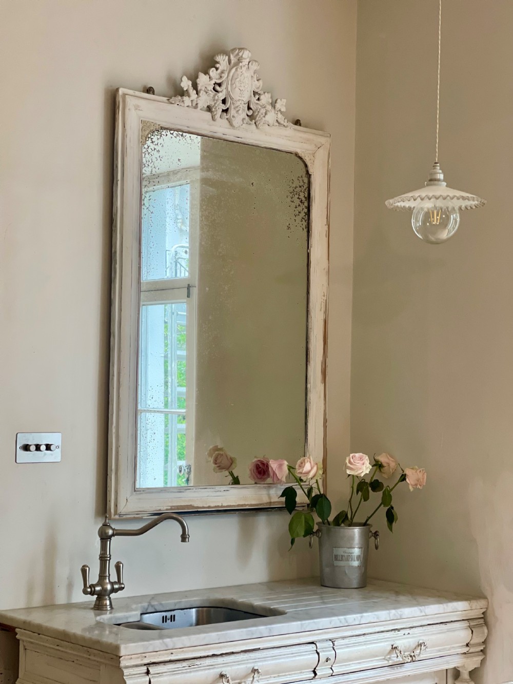 Large Antique French painted mirror  View VIII
