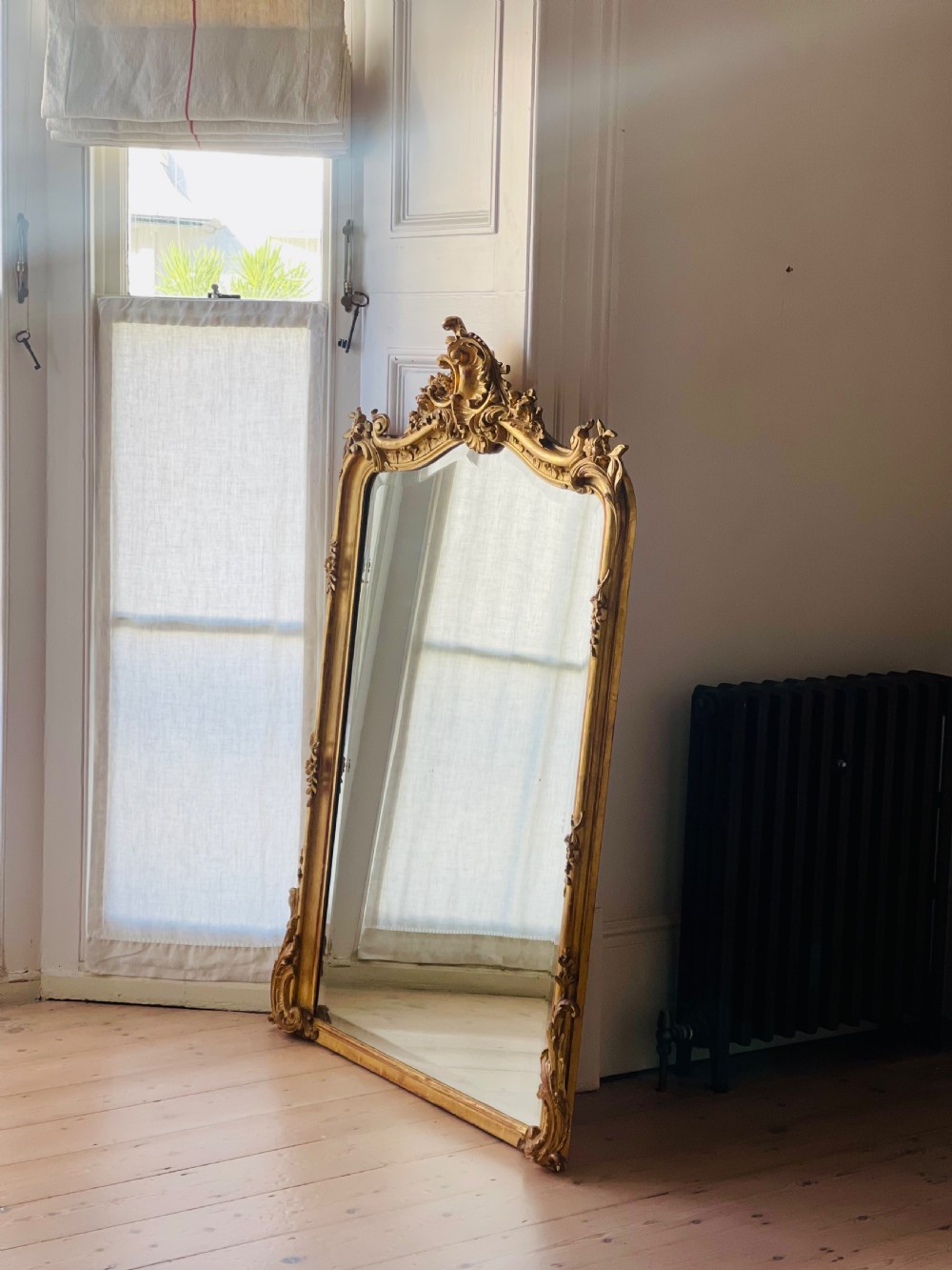 Antique French gilt Louis XV mirror - bevelled glass