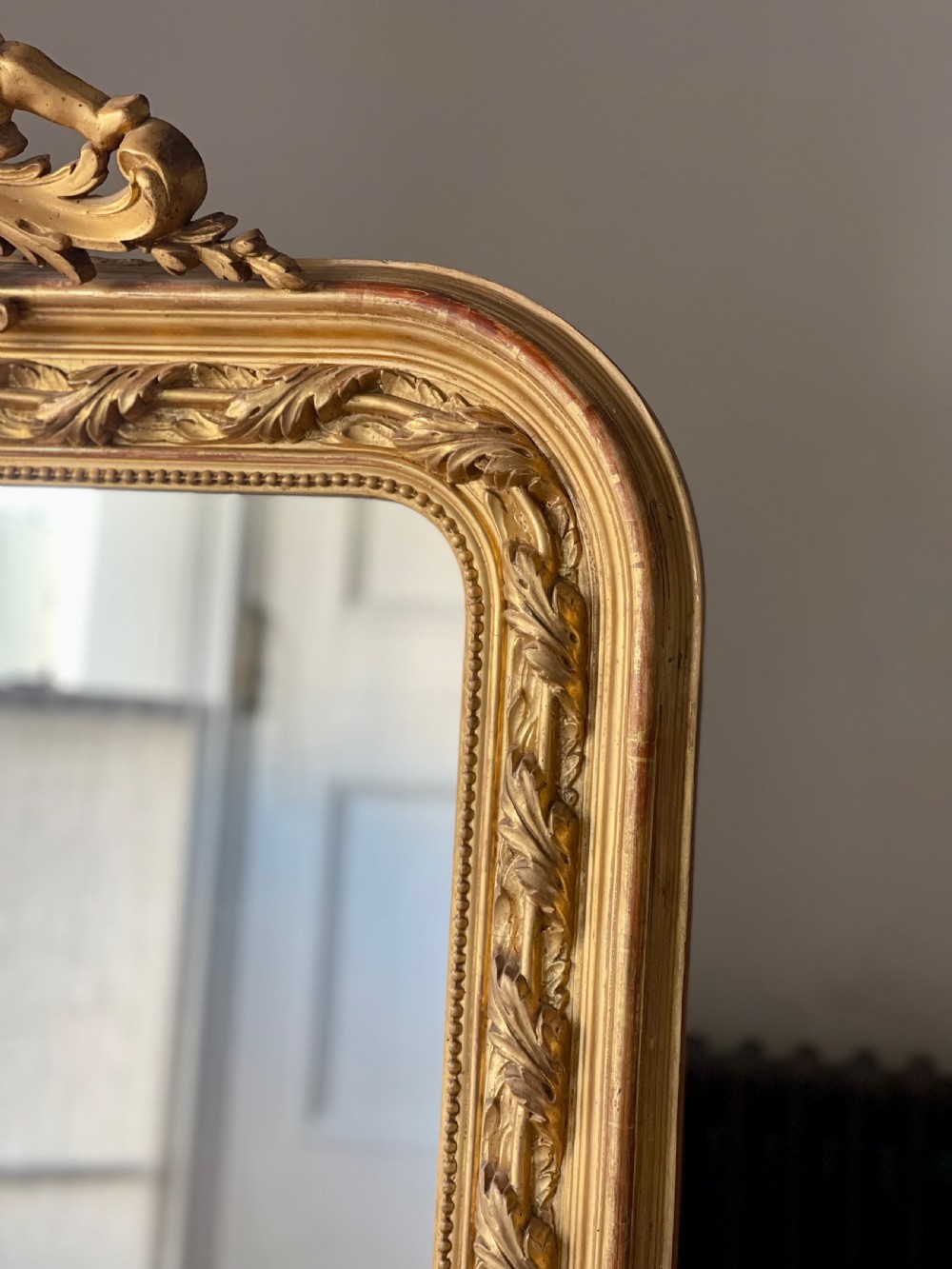 Large antique French gilt mirror overmantel  View IV