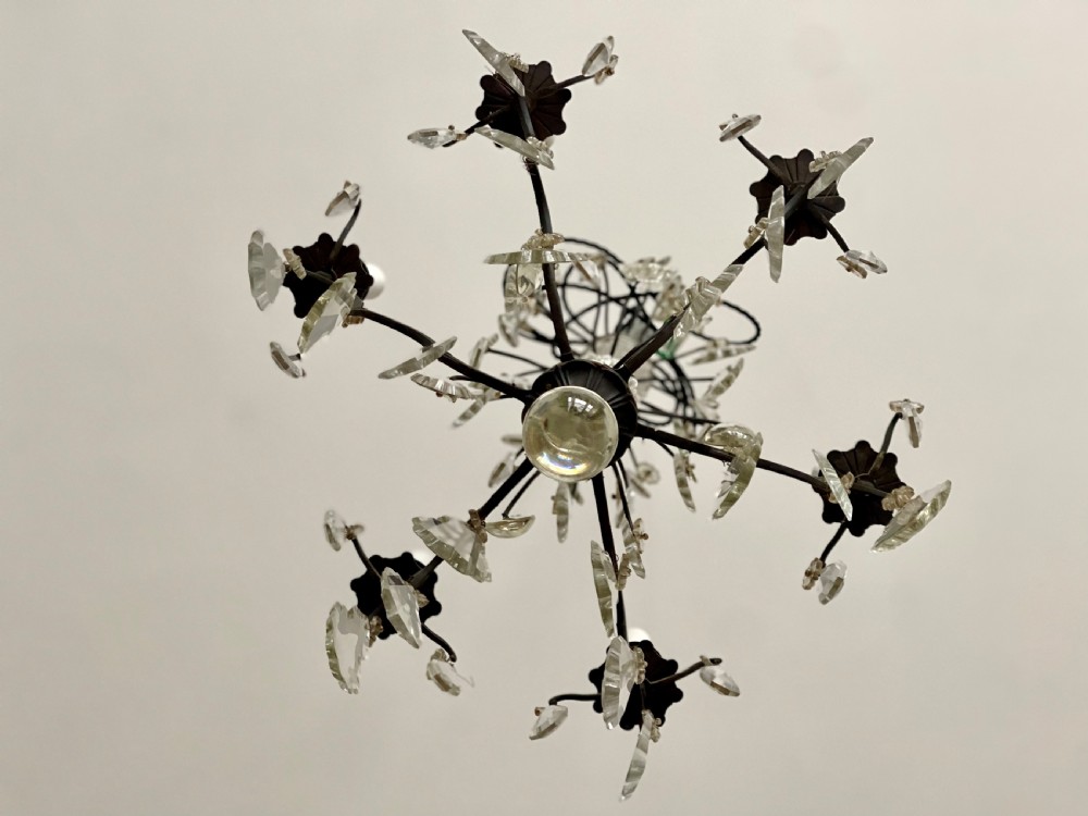 Antique French crystal 6 arm chandelier View II