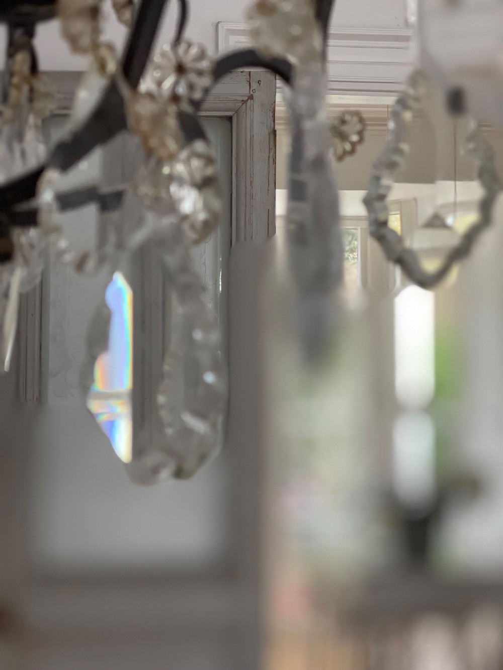 Antique French crystal 6 arm chandelier View VI