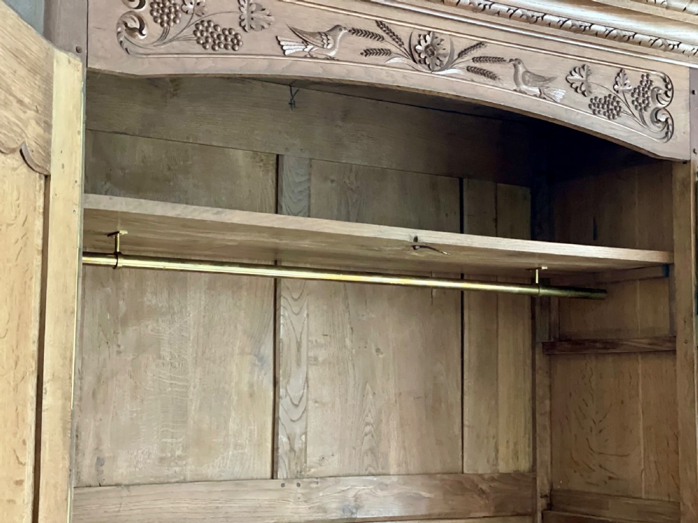 Antique French oak armoire with hanging rail View II