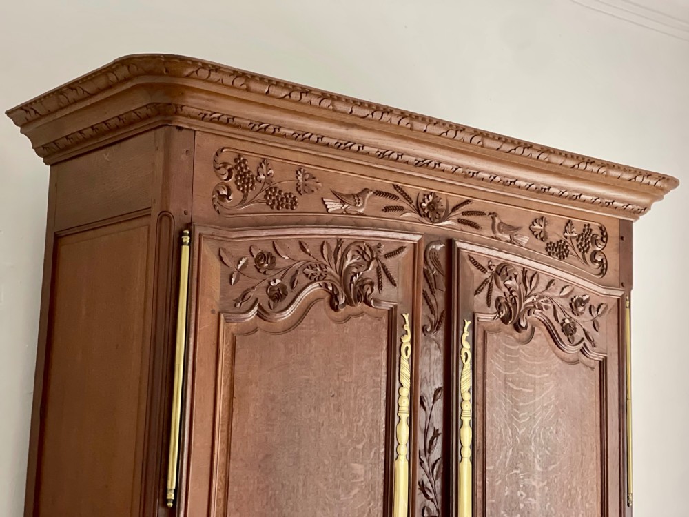 Antique French oak armoire with hanging rail View X