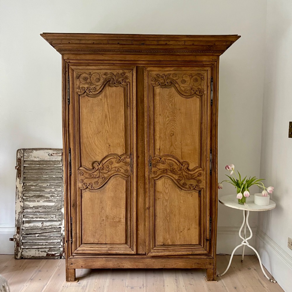 Antique French oak wedding armoire 