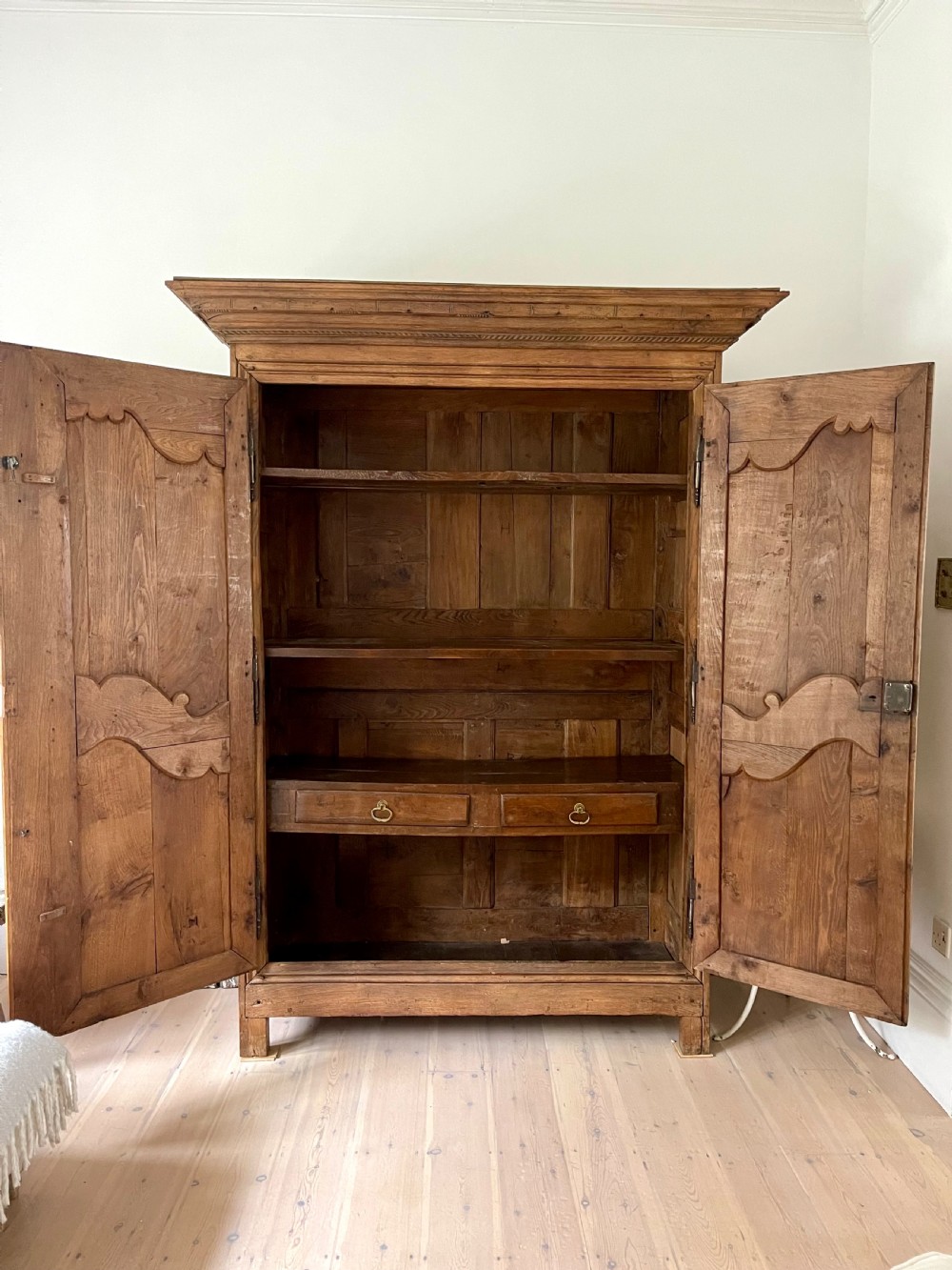 Antique French oak wedding armoire  View II