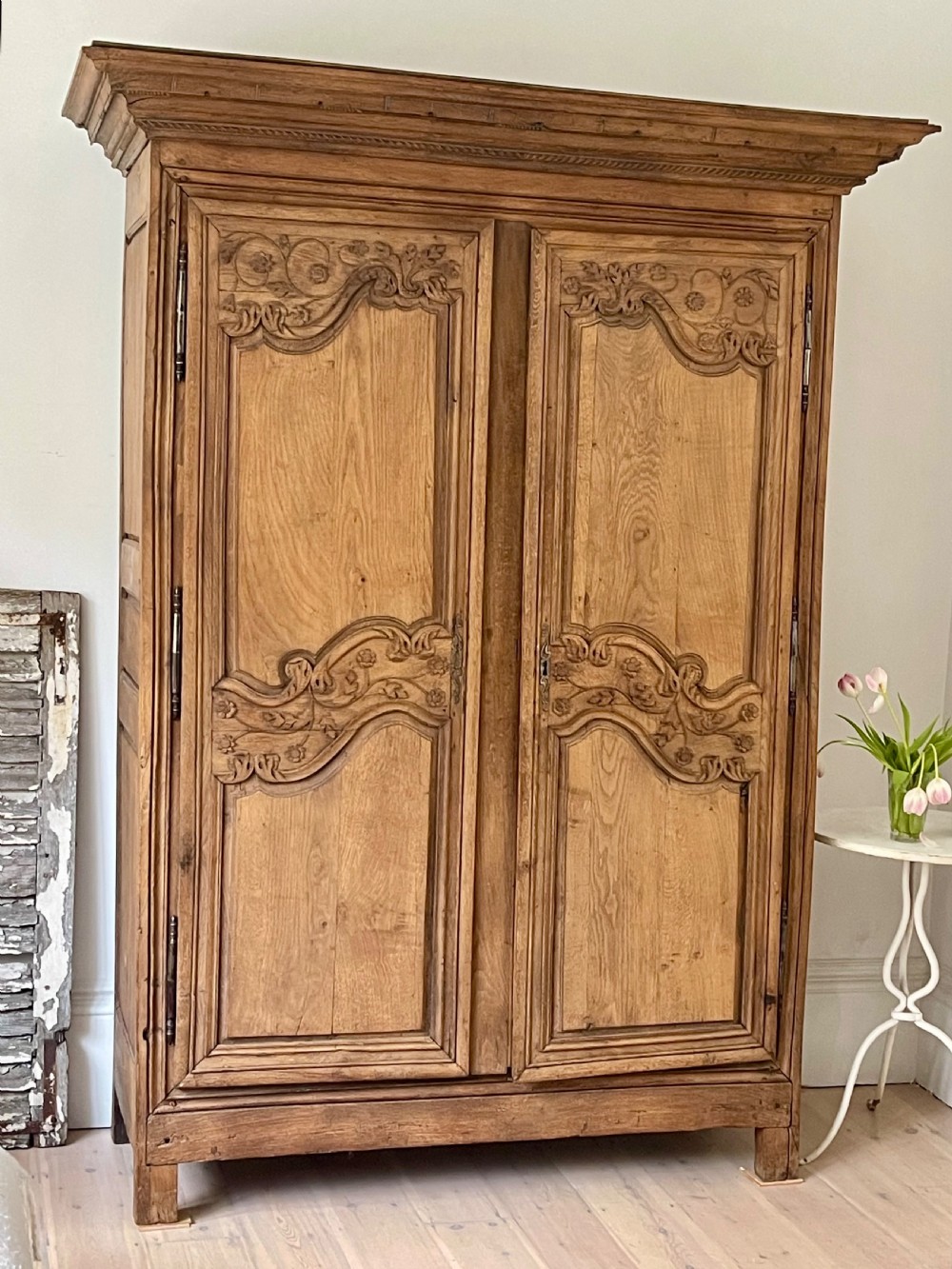 Antique French oak wedding armoire  View XI