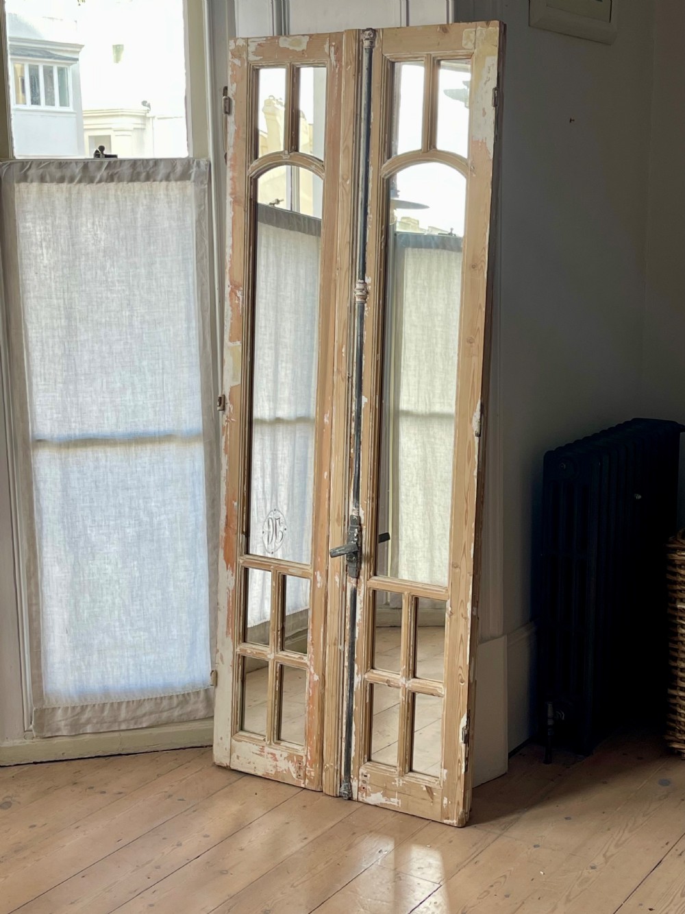 Antique French window frame mirrors