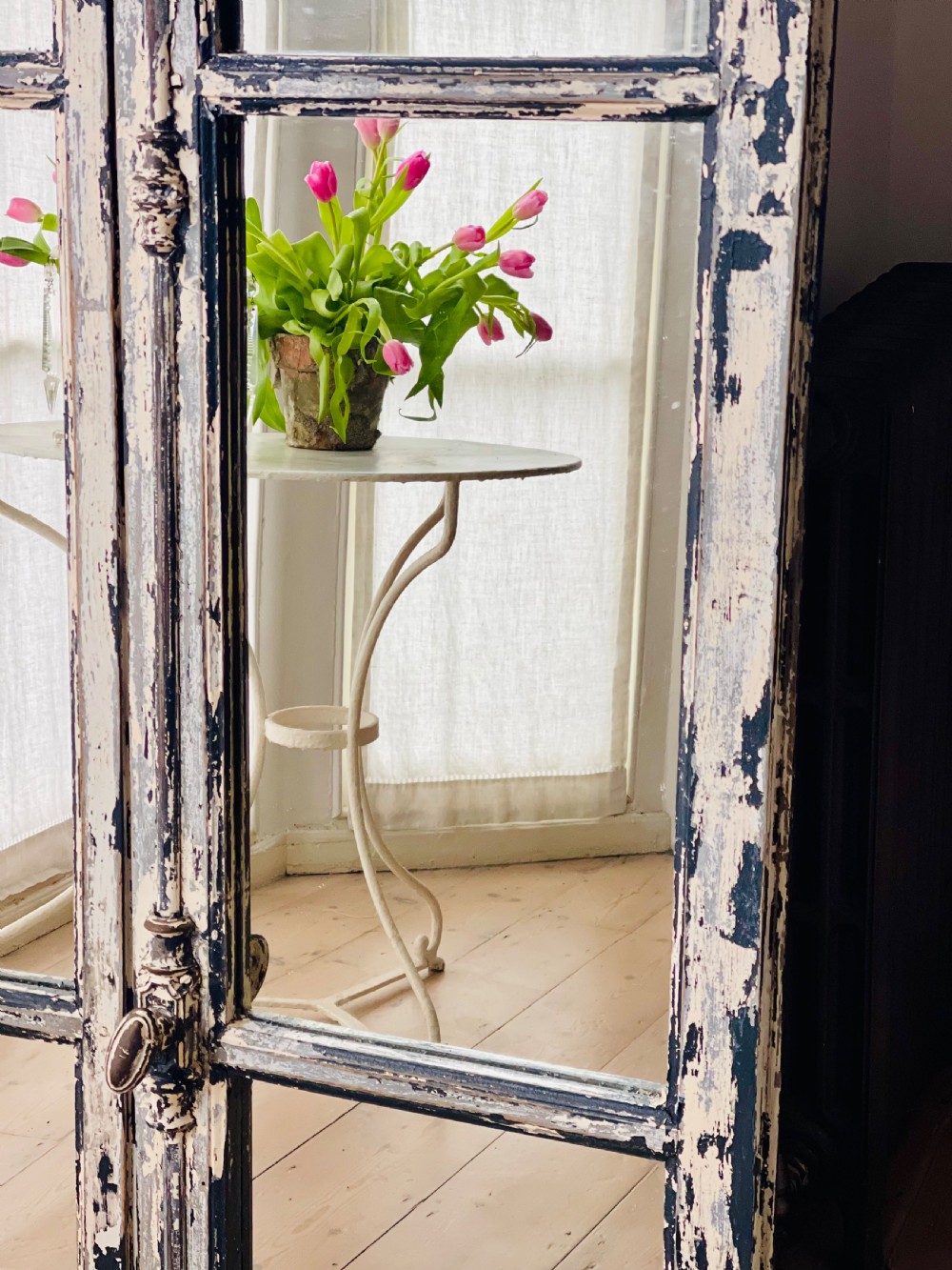 Pair of antique French mirrored windows View III