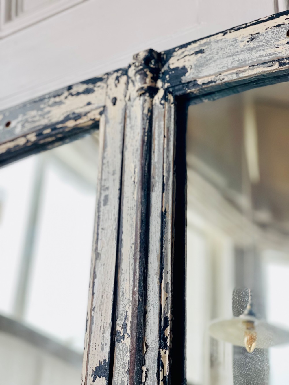 Pair of antique French mirrored windows View IV