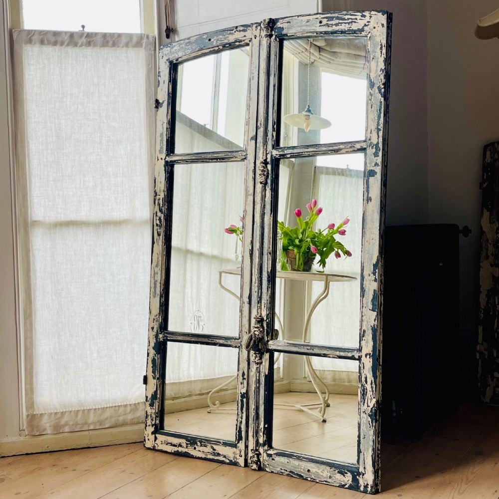Pair of antique French mirrored windows View VI
