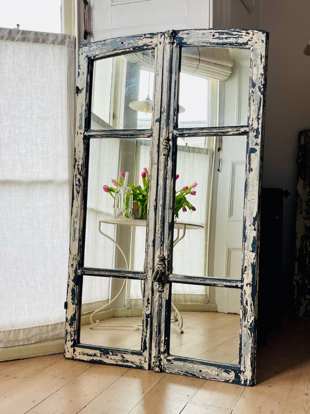 Pair of antique French mirrored windows View VIII