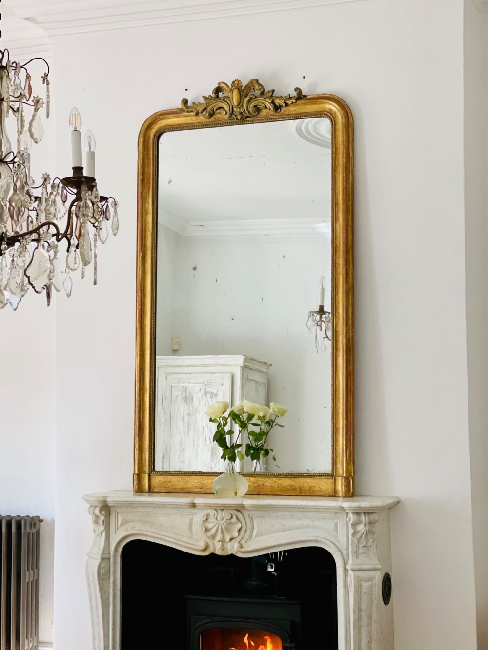 Large antique French gilt mirror
